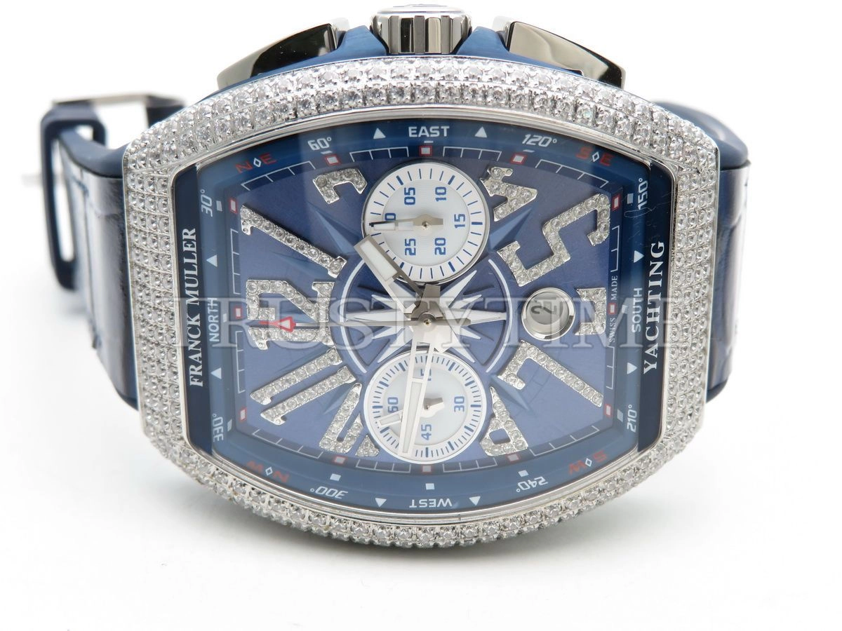 Копия часов Franck Muller Vanguard Chronograph V 45 CC DT YACHTING D NBR CD (BL) (AC) BL.DIAM AC Арт.FM-0642