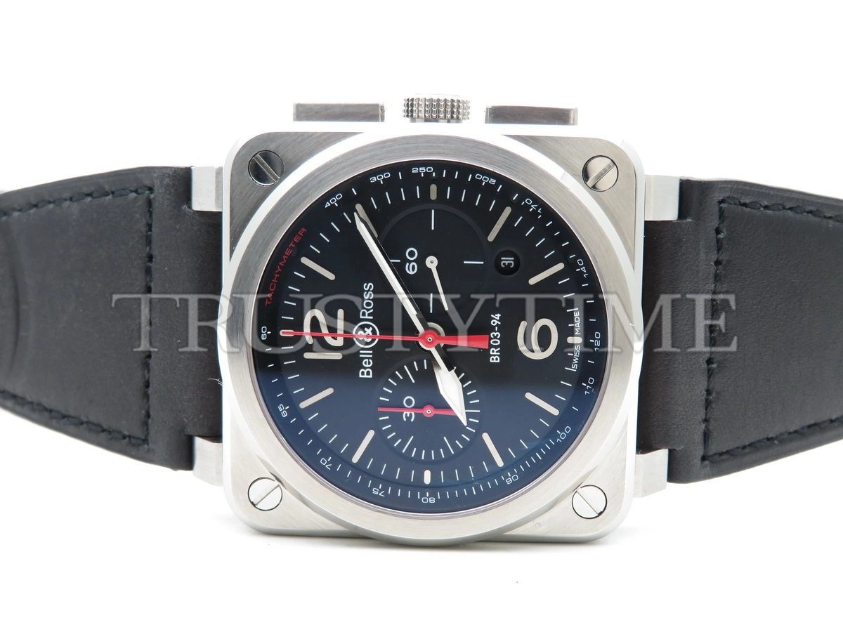 Копия часов Bell & Ross BR 03-94 Black Steel Chronograph BR0394-BLC-ST/SCA Арт.BR-0250
