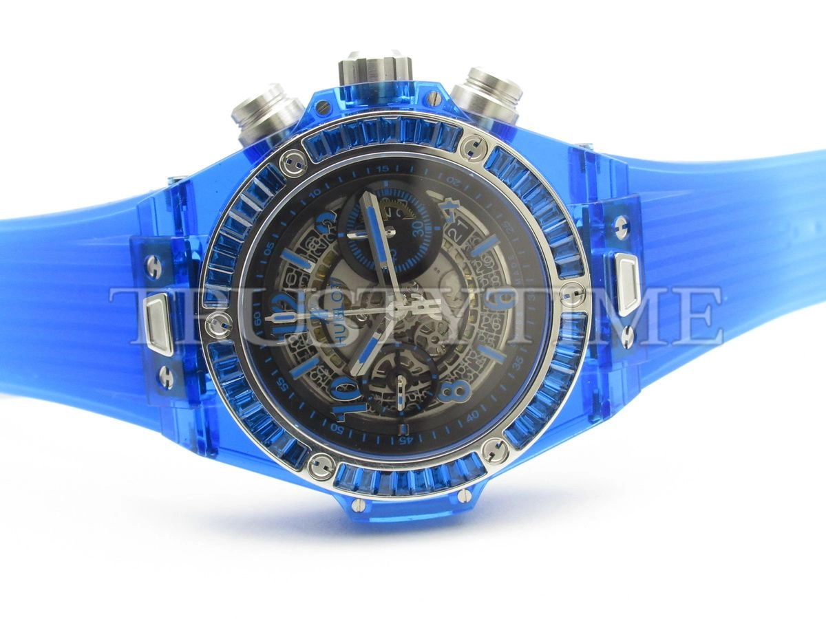 Копия часов Hublot Big Bang Unico Blue Sapphire Baguettes 45mm 411.JL.4809.RT.1901 Арт.HB-0437