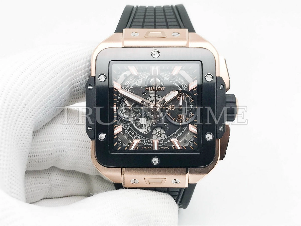 Копия часов Hublot Square Bang Unico King Gold Ceramic 821.OM.0180.RX Арт.HB-1226