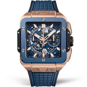 Копия часов Hublot Square Bang Unico King Gold Blue Ceramic 821.OL.5180.RX Арт.HB-1284