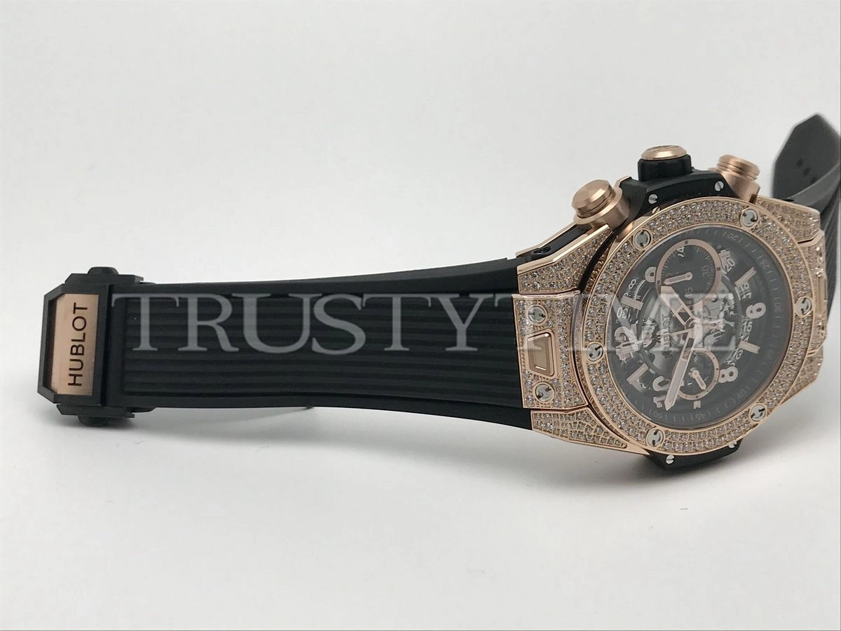 Копия часов Hublot Big Bang Unico King Gold Pave 44mm 421.OX.1180.RX.1704 Арт.HB-0966