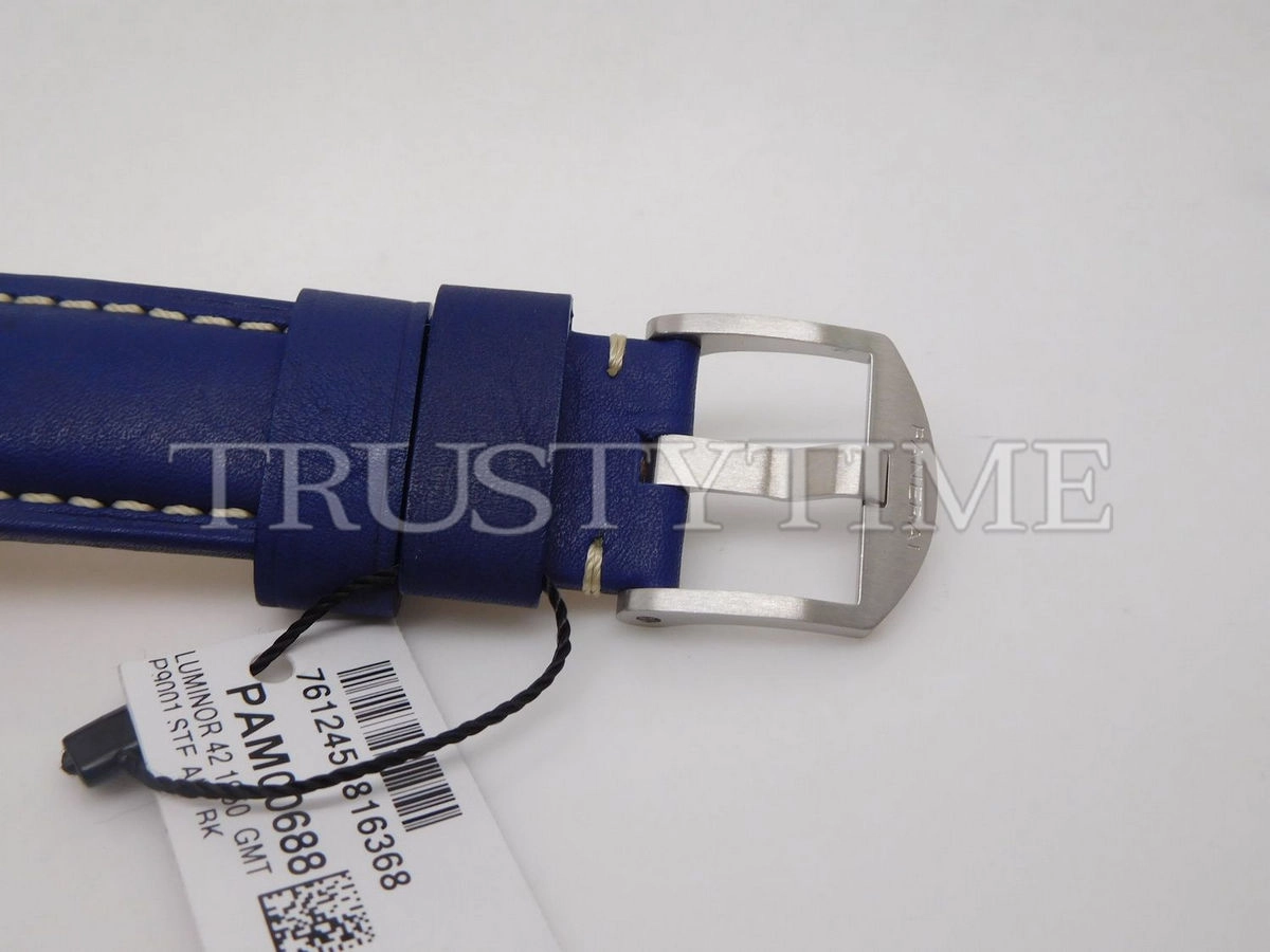 Копия часов Panerai Luminor 1950 3 Days GMT Automatic Acciaio Boutique Blue 42mm PAM00688 Арт.PN-0711