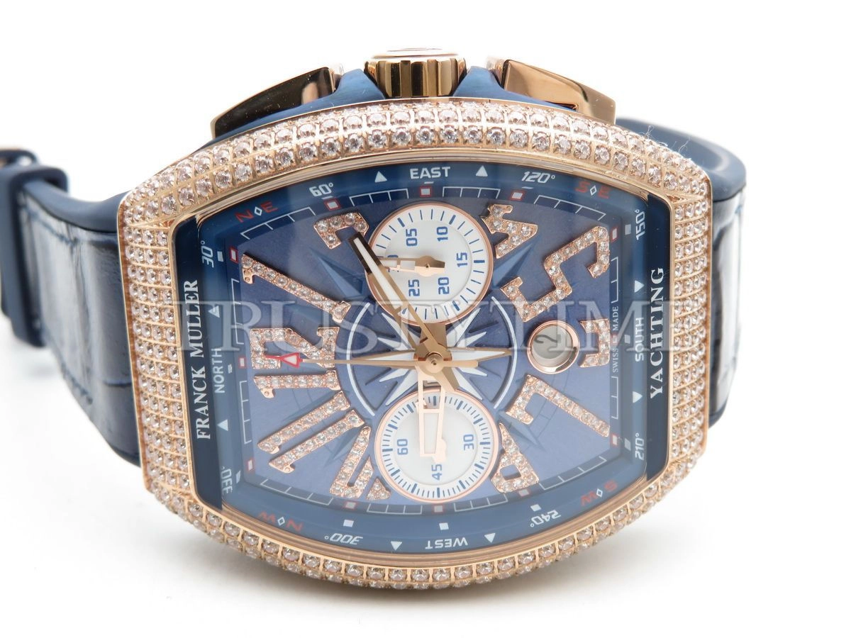 Копия часов Franck Muller Vanguard Chronograph V 45 CC DT YACHTING D NBR CD (BL) (5N) BL.DIAM 5N Арт.FM-0640