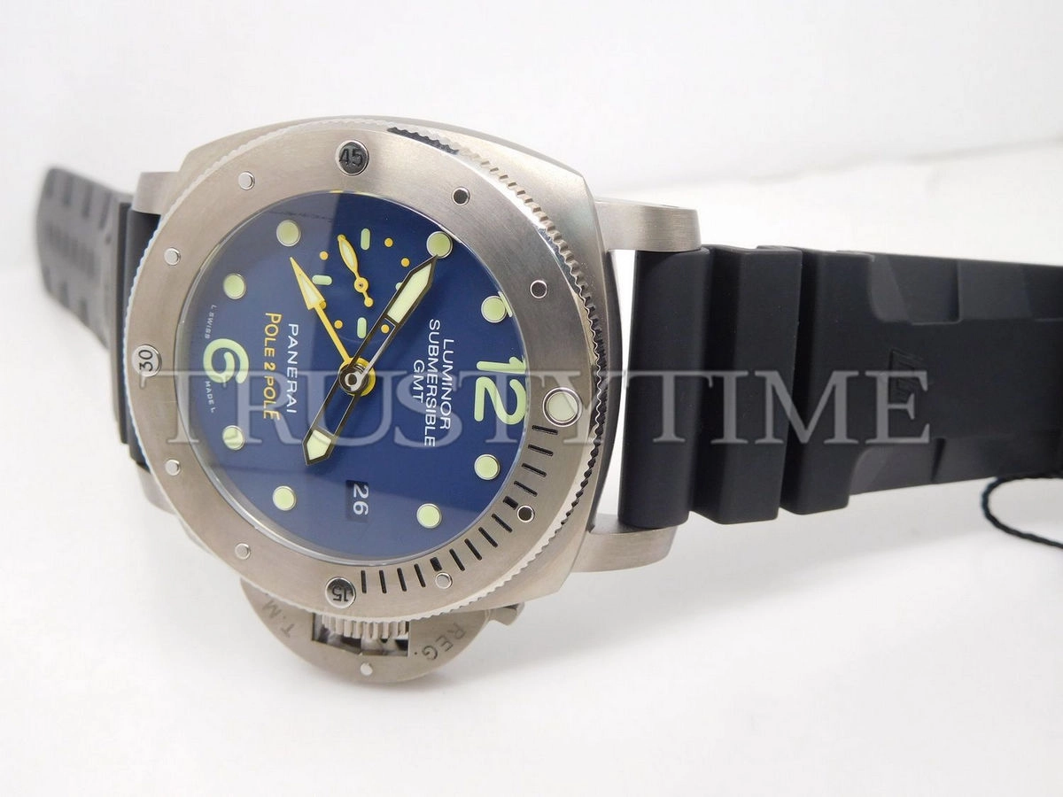 Копия часов Panerai Luminor Submersible 1950 3 Days GMT Automatic Titanio Pole 2 Pole 47mm PAM00719 Арт.PN-0753