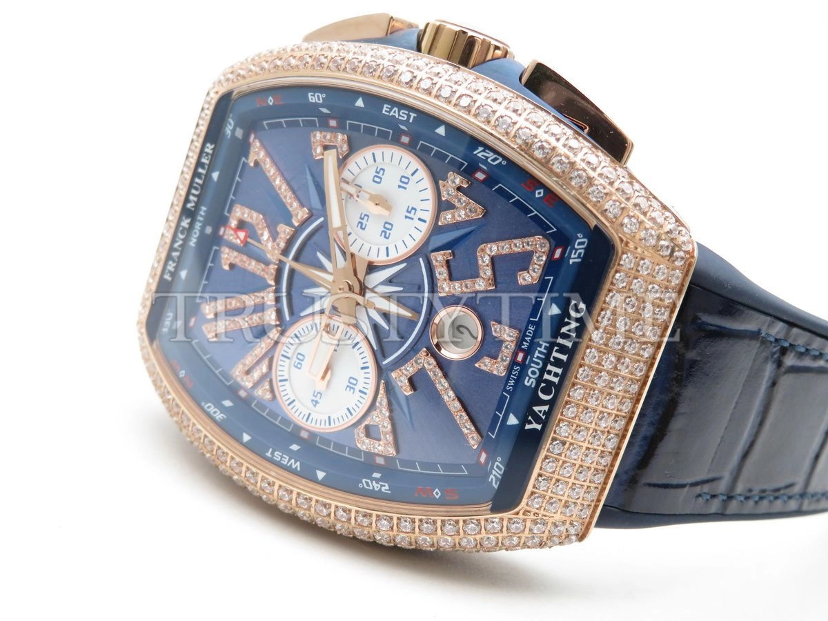 Копия часов Franck Muller Vanguard Chronograph V 45 CC DT YACHTING D NBR CD (BL) (5N) BL.DIAM 5N Арт.FM-0640