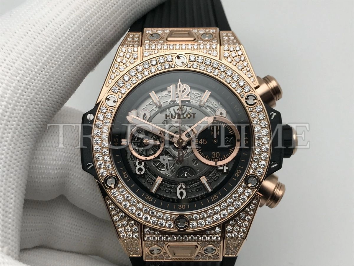 Копия часов Hublot Big Bang Unico King Gold Pave 44mm 421.OX.1180.RX.1704 Арт.HB-0966